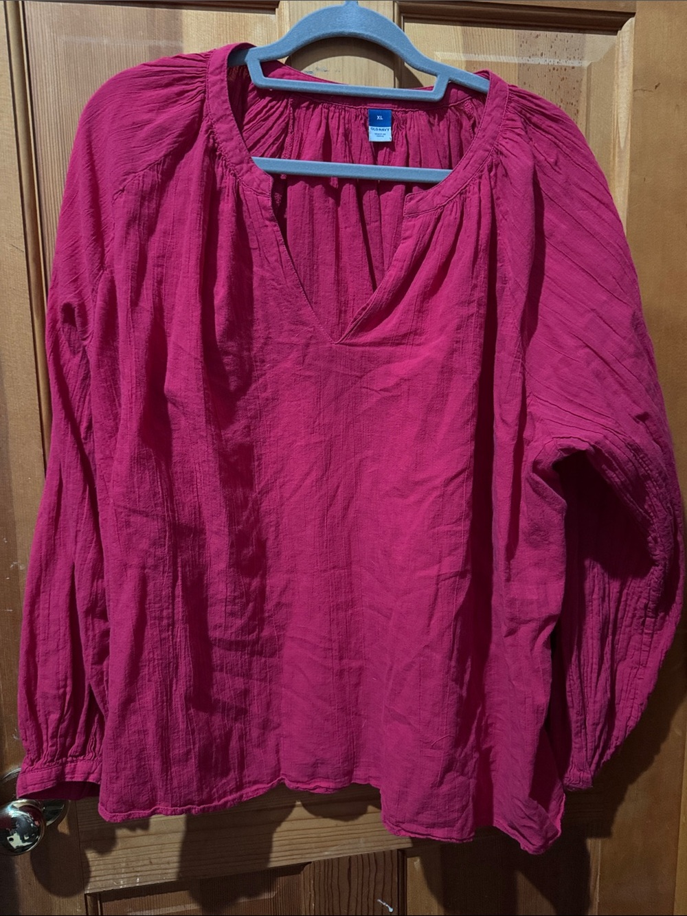 Women's Fuchsia Peasant Blouse - Old Navy